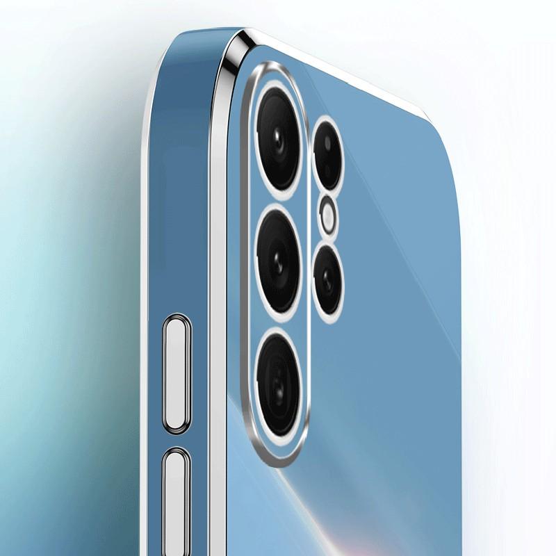 XINLI For Samsung Galaxy S24 Ultra Cover Electroplated TPU Phone Case with Ring Kickstand