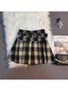 High-Waisted Plaid Woolen Pleated Skirt - Women's A-Line Autumn/Winter 2025 Academy Style