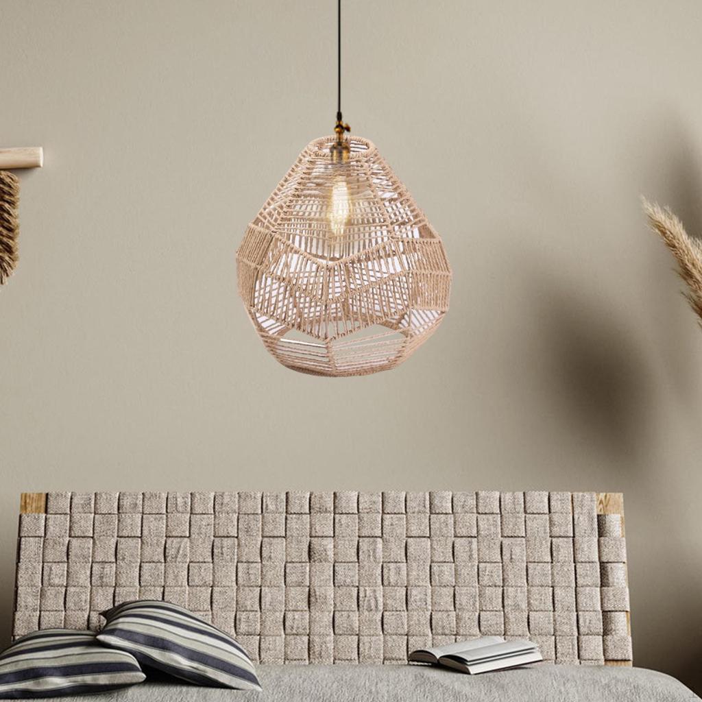 Boho Pendant Lamp Shade Rattan Woven Decoration Ceiling Light Chandelier Cover Lampshade Hotel