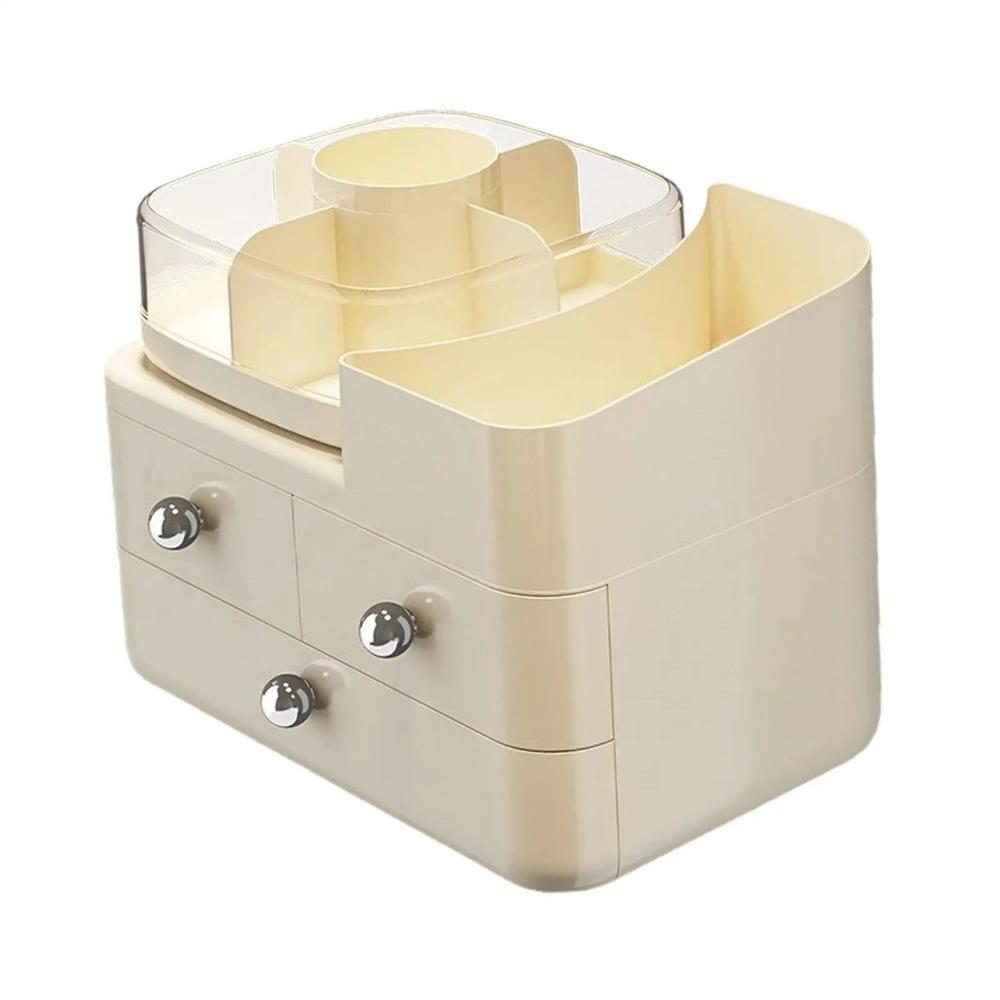 Cream Series Cosmetic Display Case Large Capacity Cosmetics Storage Box  Desktop Use