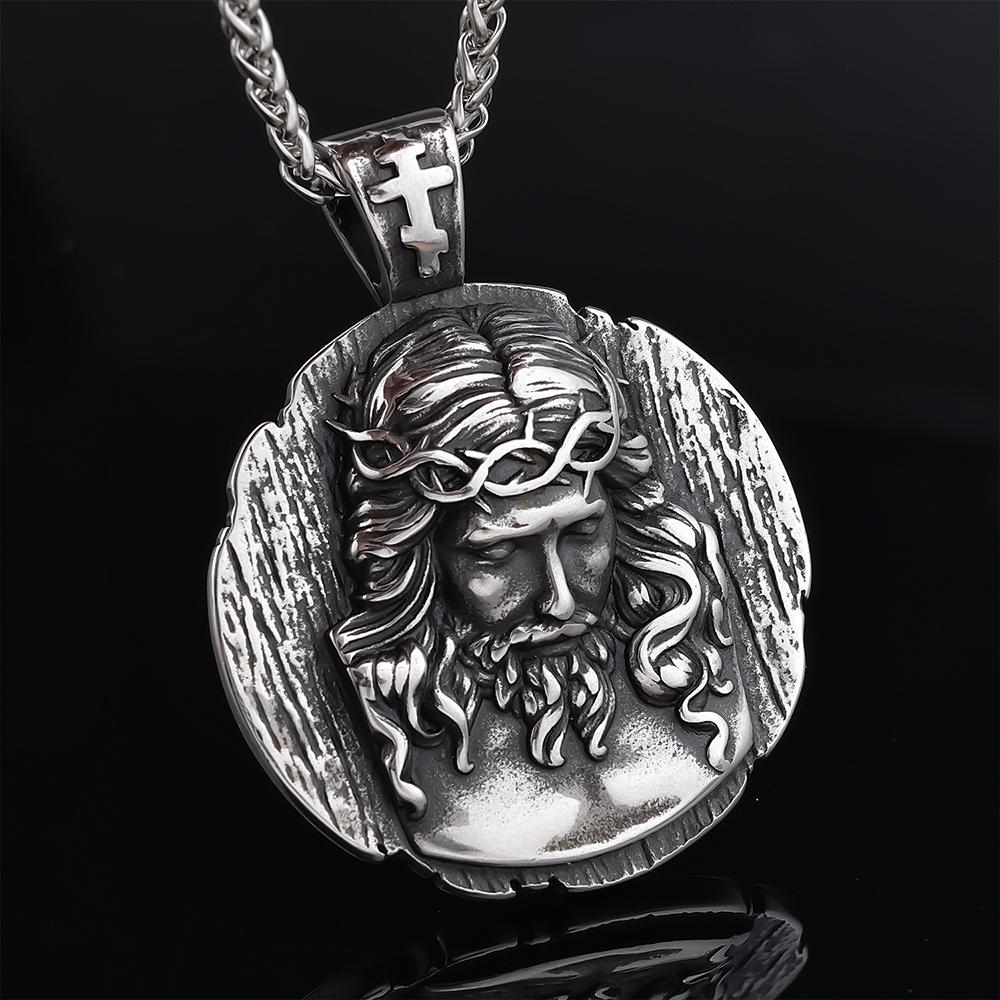 Stainless Steel Christian Jesus Cross Pendant Chain Trend Charm Crisscross Jesus Necklaces Men chains Jewelry Gift