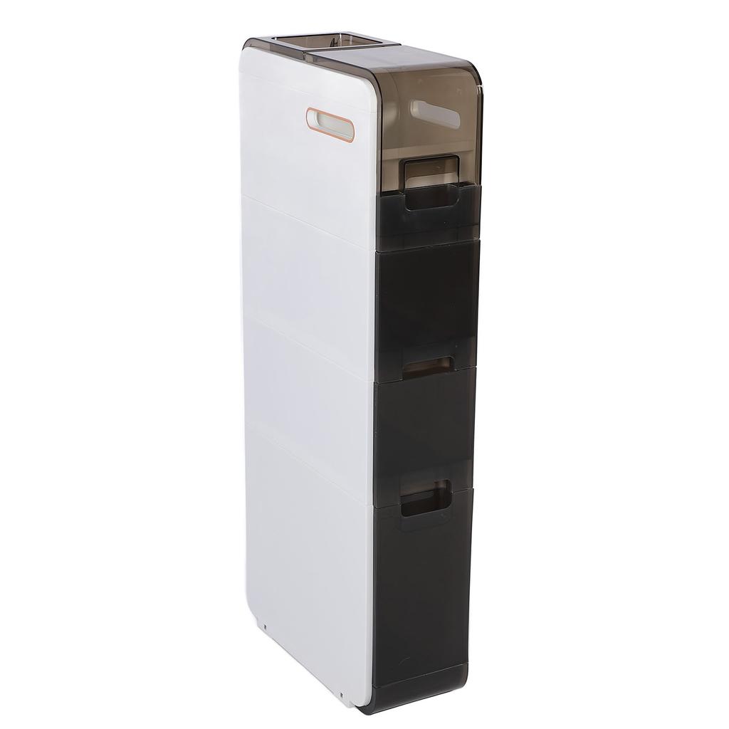 Narrow Slim Cabinet with Rolling Wheels Storage Floor Cabinet Side Organizer for Home Bathroom