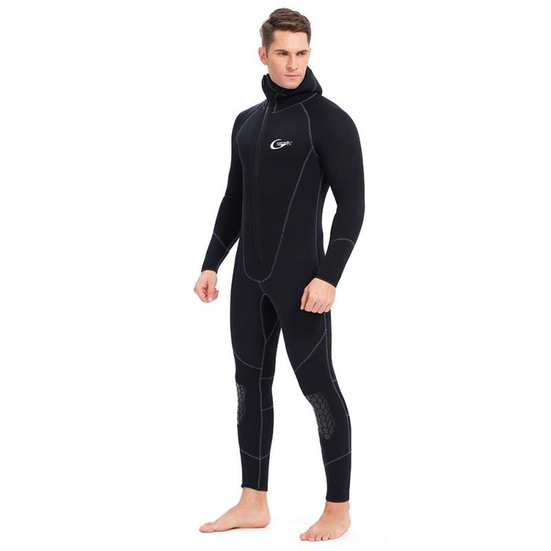 7mm Full Wetsuit Men Women Warm Thermal Surf Diving Suit Hooded Front Zip Black Neoprene