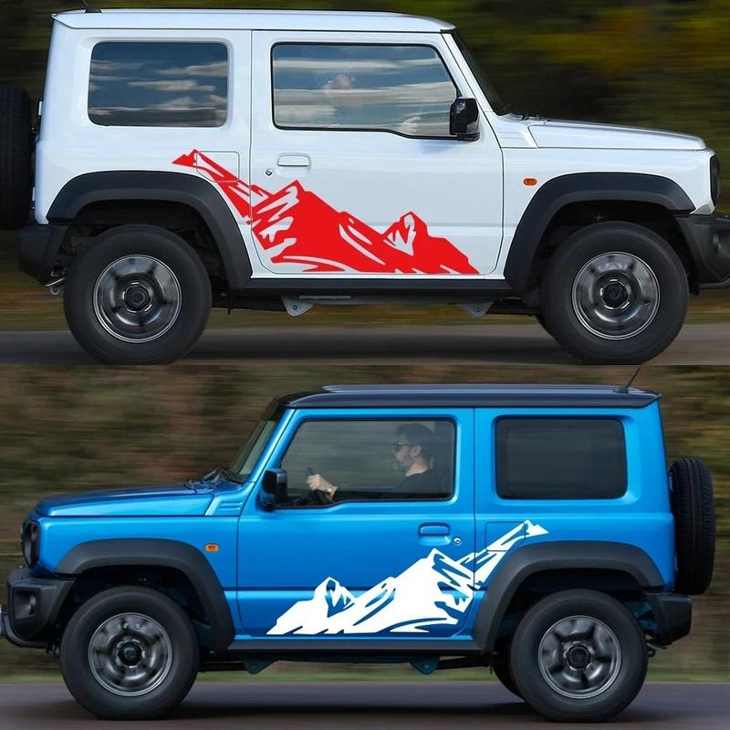 2 Stück Auto-Türseitenaufkleber Schneebirge Grafik Vinyl-Aufkleber für SUV LKW Geländewagen Karosseriedekoration Aufkleber Zubehör