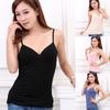 Sexy Women Solid Color Tank Top Padded V Neck Backless Sleeveless Camisole Vest