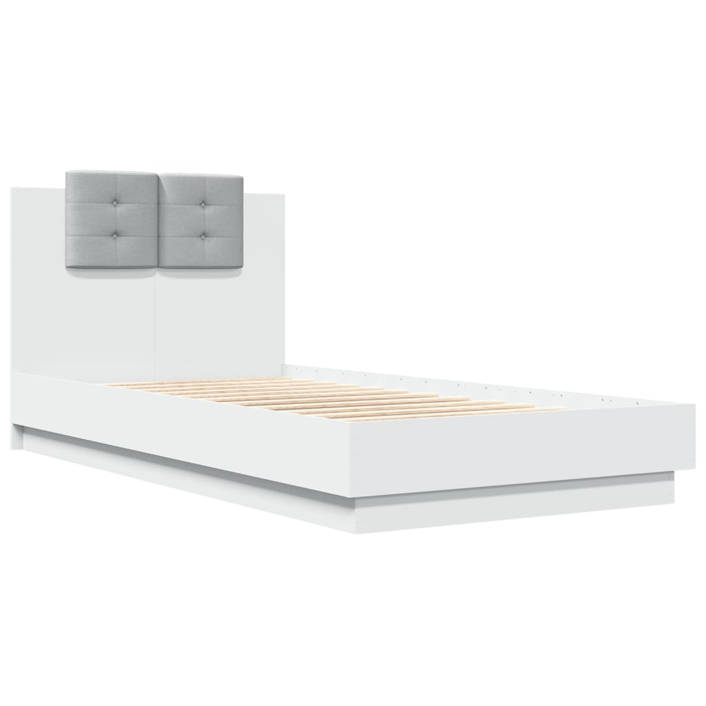 Bed Frame with Headboard White 75 x 190 cm Engineered Wood