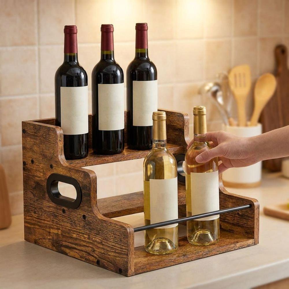 Detachable Wine Bottle Rack Wooden Seasoning Storage Rack Versatile Liquor Cabinet Restaurant