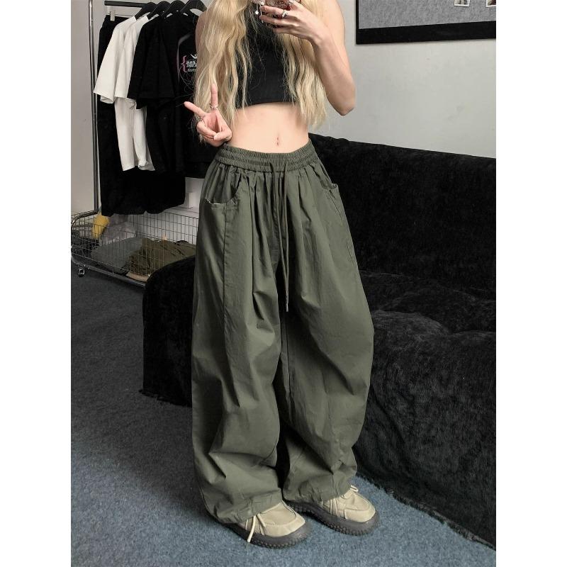 Women's Oversized Wide Leg Cargo Pants Casual High Waist Baggy Trousers with Drawstring