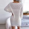 Women's Autumn And Winter Fashion Hollow Long-sleeved Pullover Sweater Dress