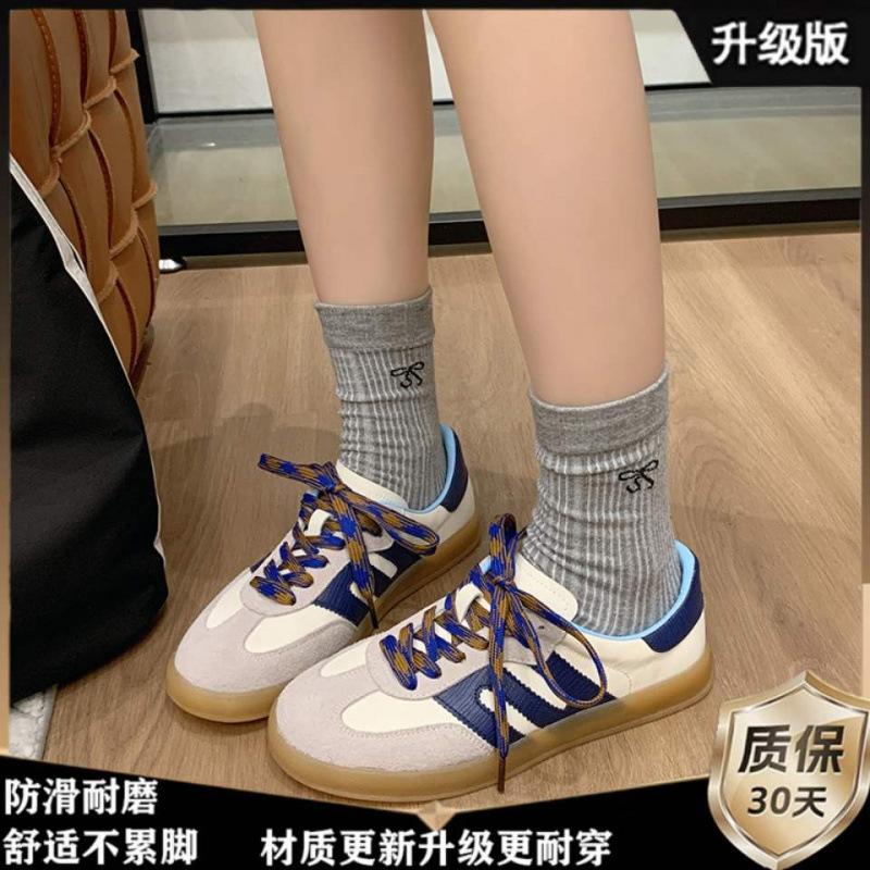 American retro soft color matching German training shoes 2025 spring and autumn new round head flat bottom sports and leisure Forrest Gump shoes