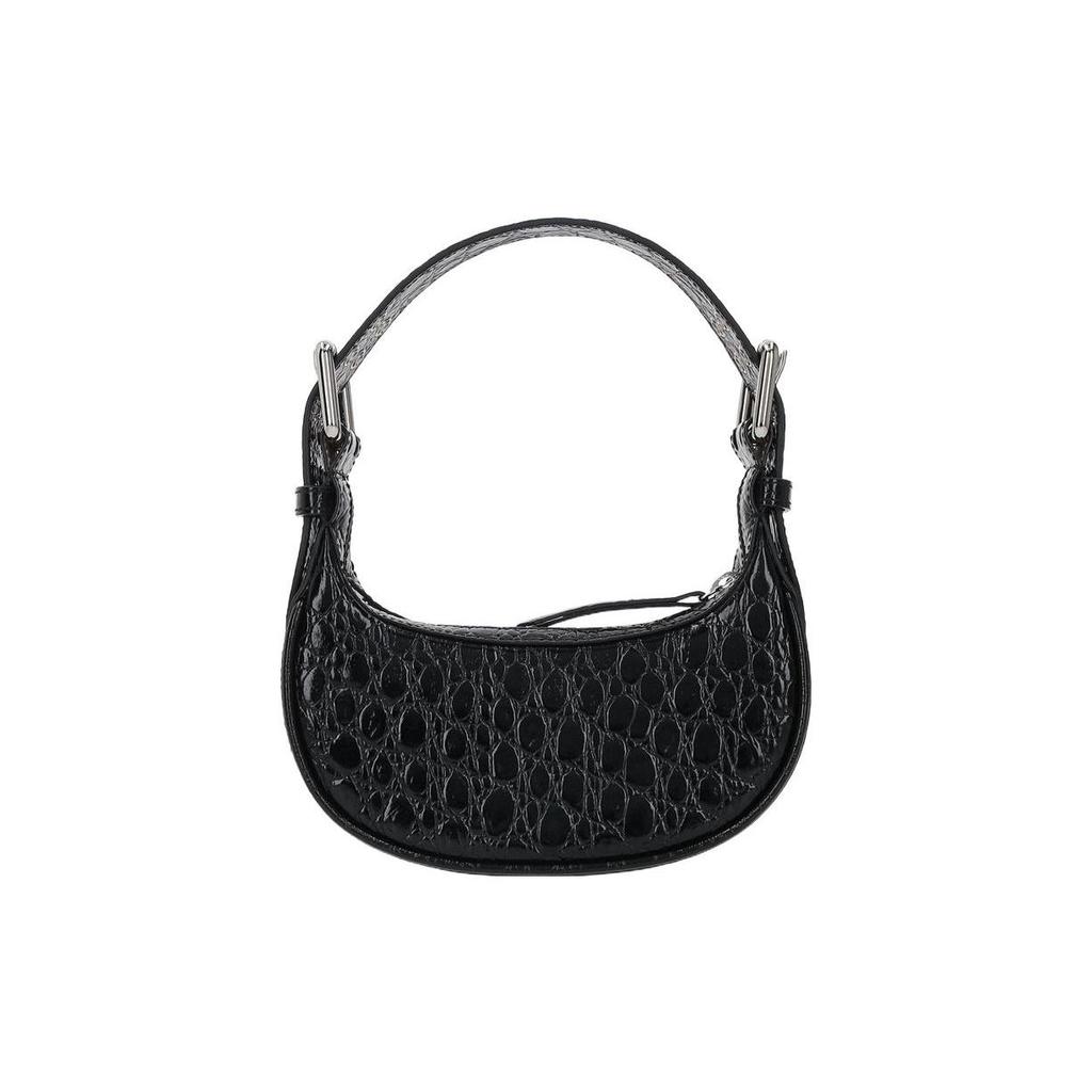 By Far Soho Zipper Closure Crocodile Embossed Leather Mini Shoulder Crossbody Bag Women bags Black 22SSMNSSBLCCESMABL