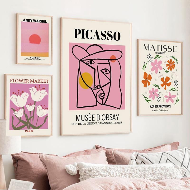 Matisse Poster Picasso Abstract Posters and Prints Canvas Painting Flower Wall Art Pictures for Living Room Cafe Boho Home Decor