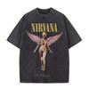 Banda de rock Nirvana para hombre Camiseta de algodón Retro Lavada Álbum In Utero hombre Camiseta de gran tamaño Y2K Desgastada Casual Suelta Streetwear