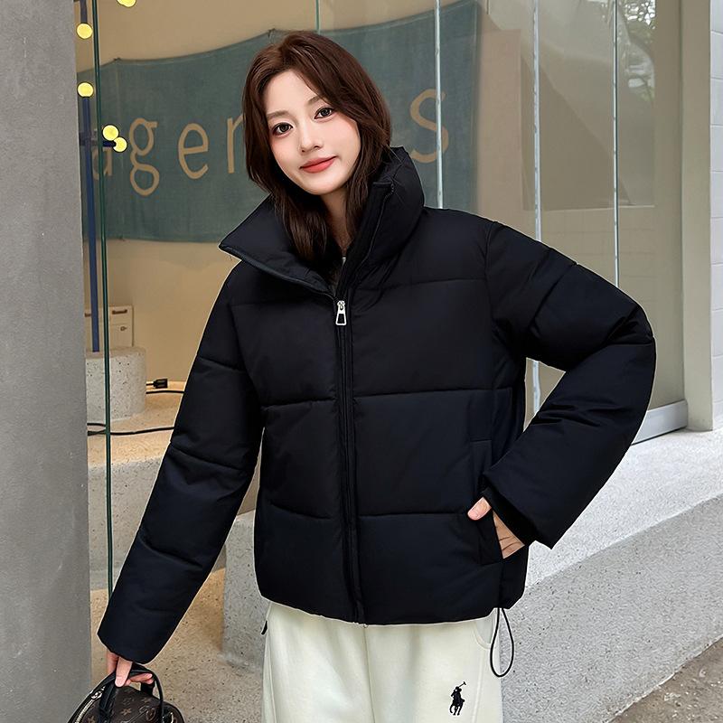 Short Stand-Up Collar Down Cotton Clothes Women'S Simple Loose Clothes Jacket Solid Color