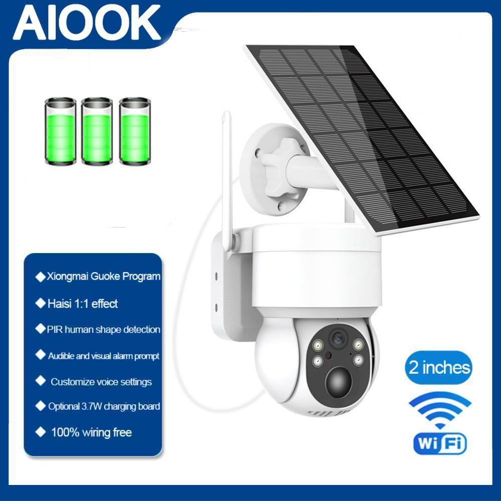 

AIOOK 5MP маломощная камера с солнечной панелью и аккумулятором, Wi-Fi, наружный PIR, обнаружение тела, беспроводное IP-наблюдение, ночное видение, ИК-камера видеонаблюдения, безопасность