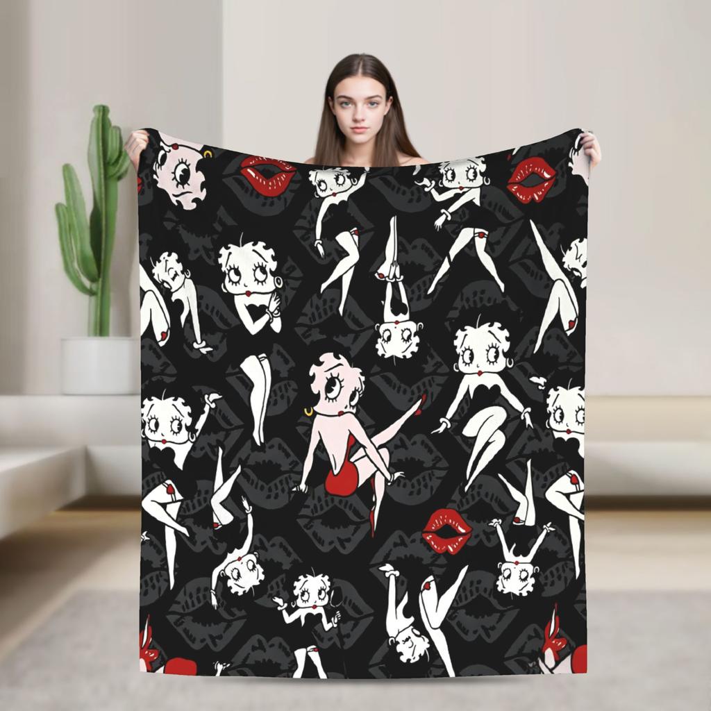 Warm Blanket Camping B-Bettys Boops Throw Blanket  Flannel Bedspread For Living Room Comfortable Sofa Bed Cover