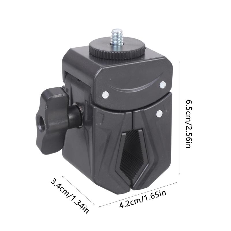 Adattatore Universale per Treppiede Foro Filettato da 1/4 di Pollice per Fotocamere Sportive con Morsetto Regolabile da 15 mm a 45 mm