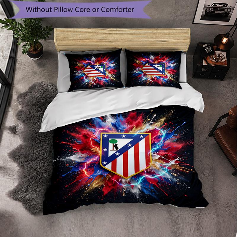 Set Lenzuola Atletico Madrid Modello 3 Pezzi Morbida Copripiumino in Microfibra con Federe per Camera da Letto