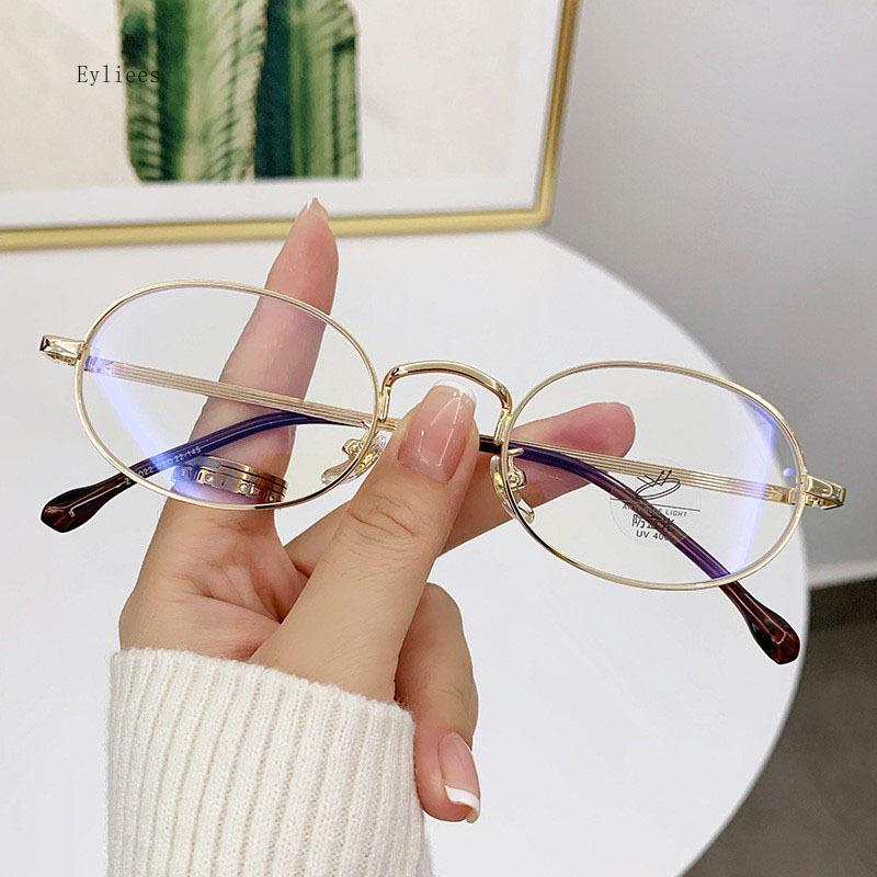Fashion Anti Blue Light Round Glasses Ultra-Light Metal Frame Resist Fatigue Women Men Vintage Eye Protection Plain Spectacles
