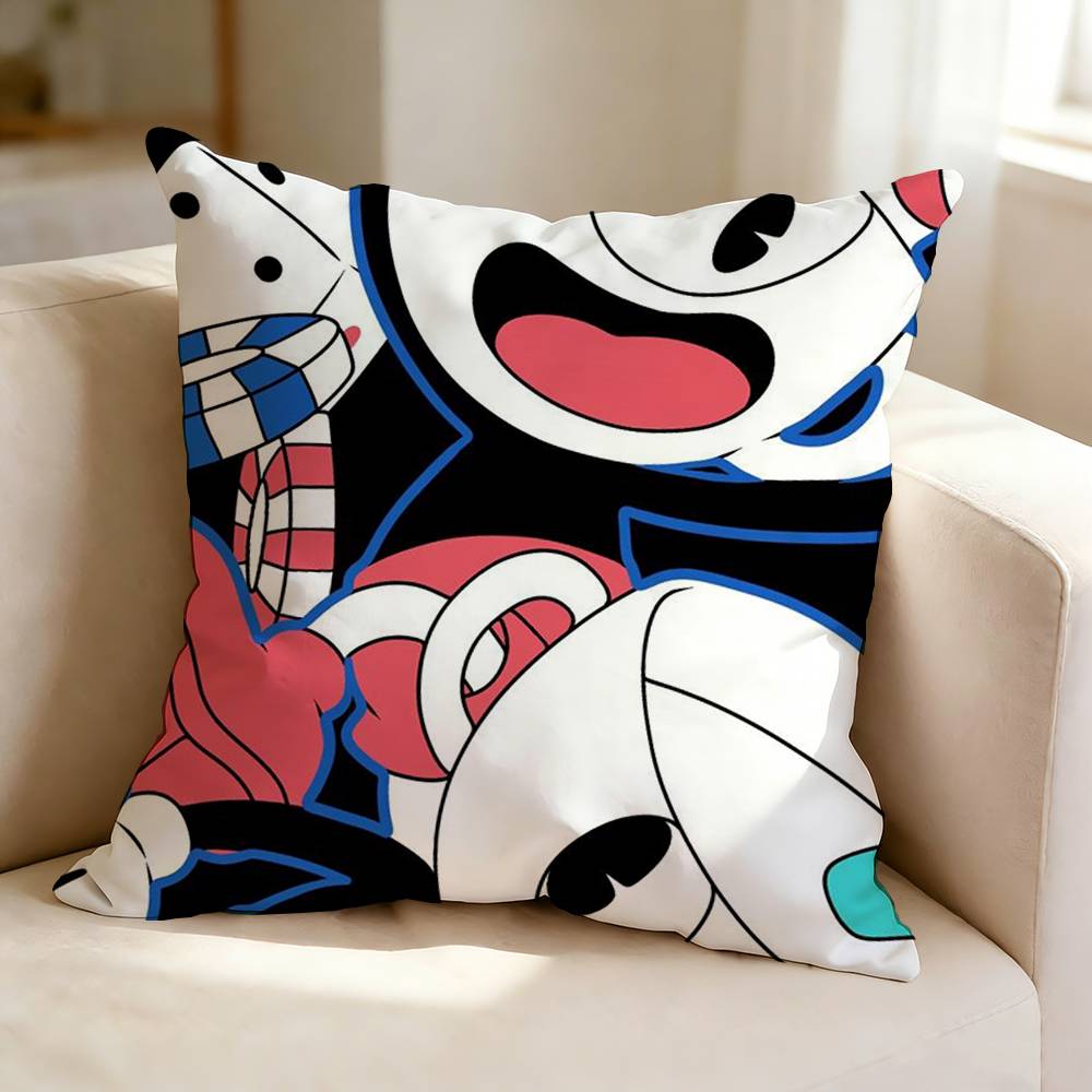 Retro Cartoon Game CCuphead Square DoubleSided Printed Pillow Case Bedroom Bedside Pillow Sofa Cushion Cover