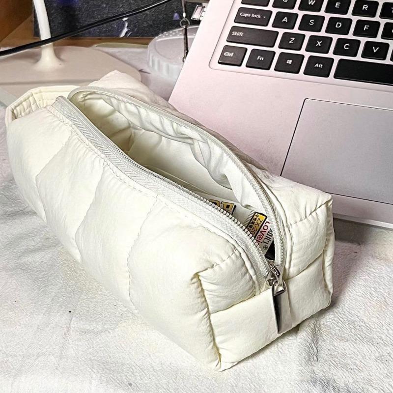 Cream Pencil Case Ins Solid Color Simple High Beauty Girl Heart Large Capacity Student Stationery Storage
