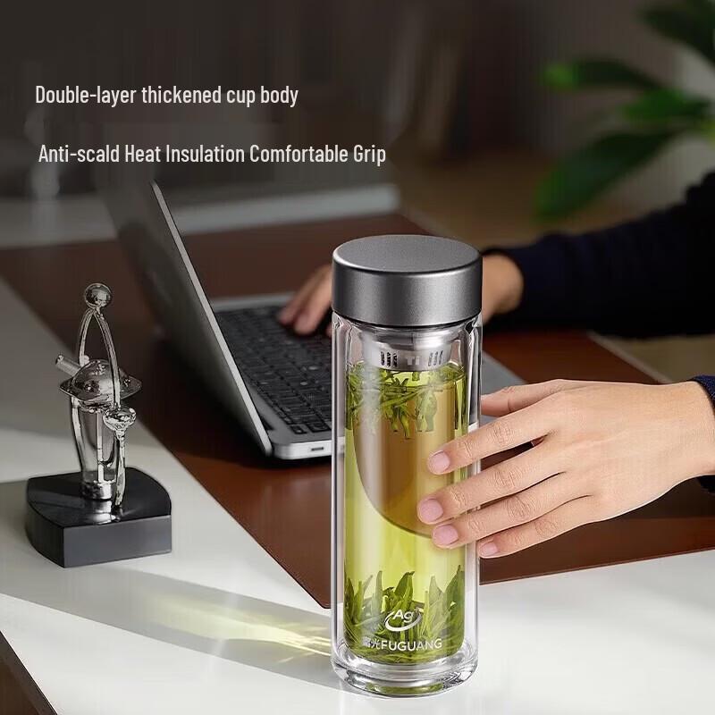 FUGUANG Antibacterial Borosilicate Glass Tea Cup with Titanium Infuser