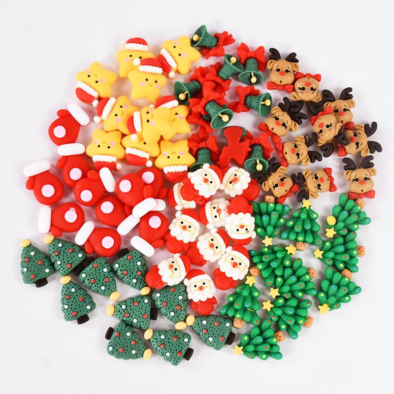 20/40 Stück Mini Weihnachts-Harzfigur Bastelarbeiten Niedliche Rentiere Weihnachtsbaum Weihnachtsmann Flatback Cabochon Ornamente DIY Neujahrsgeschenke