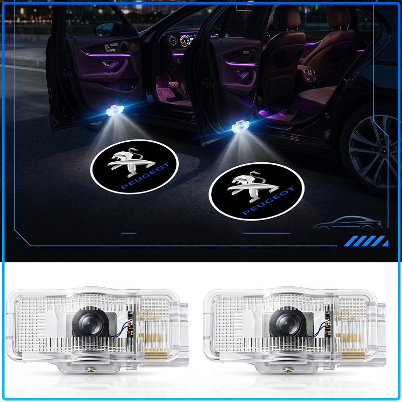 2 Stück HD LED Auto Tür Logo Projektor Willkommenslicht Auto Zubehör für Peugeot 406 306 4008 307 Traveller 206 308 205 206CC 408 207 208 508 3008 407
