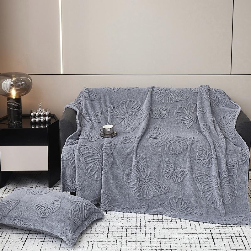 Butterfly Jacquard Four Seasons Flannel Blanket with Exquisite 3D Butterfly Comfortable and Warm Suitable for Bed Sofa Camping Blankets