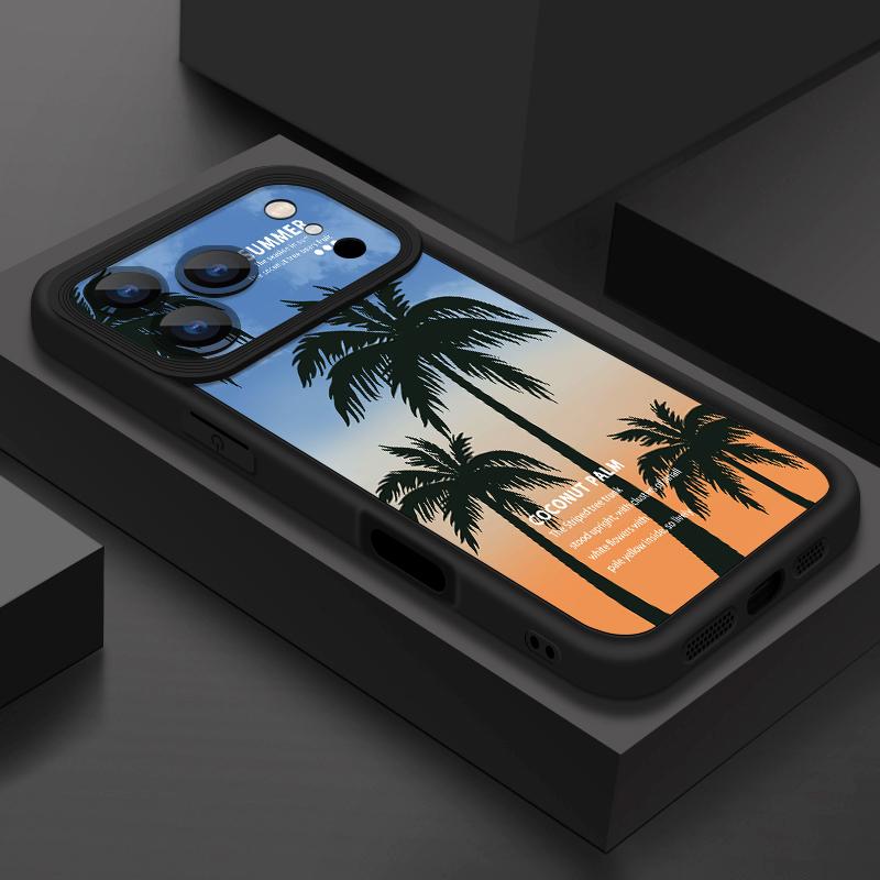 Coconut Tree Print TPU Phone Case For iPhone 17 Pro 17e 15 16 Pro Max 14 13 Pro Max 16e Shockproof Soft Silicone Back Cover