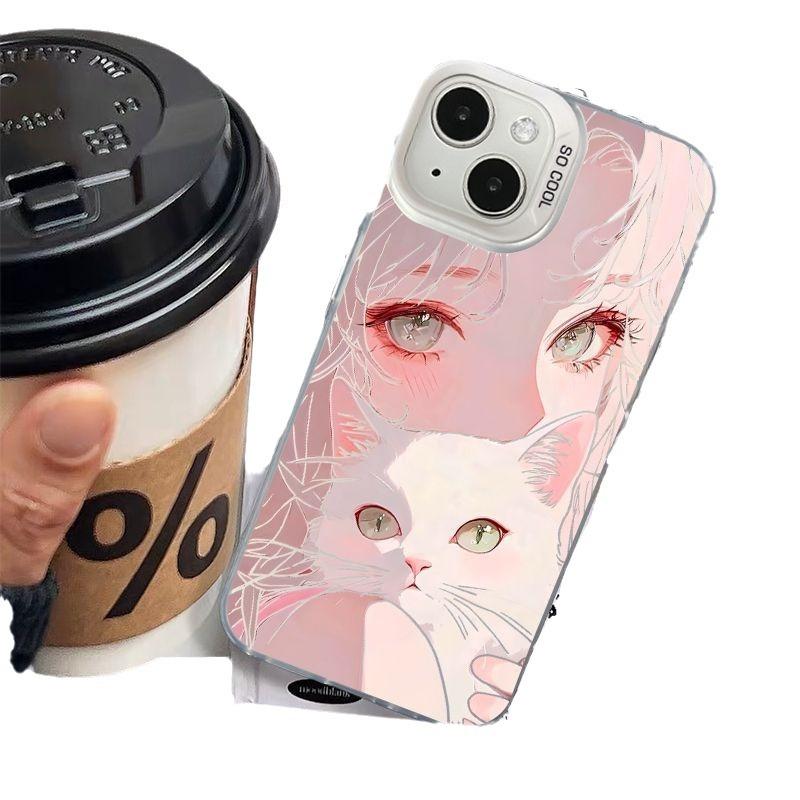 Applicable iPhone11/11Pro Cartoon Personality 11Plus Creative Domestic 11promax Gentle White Cat Girl