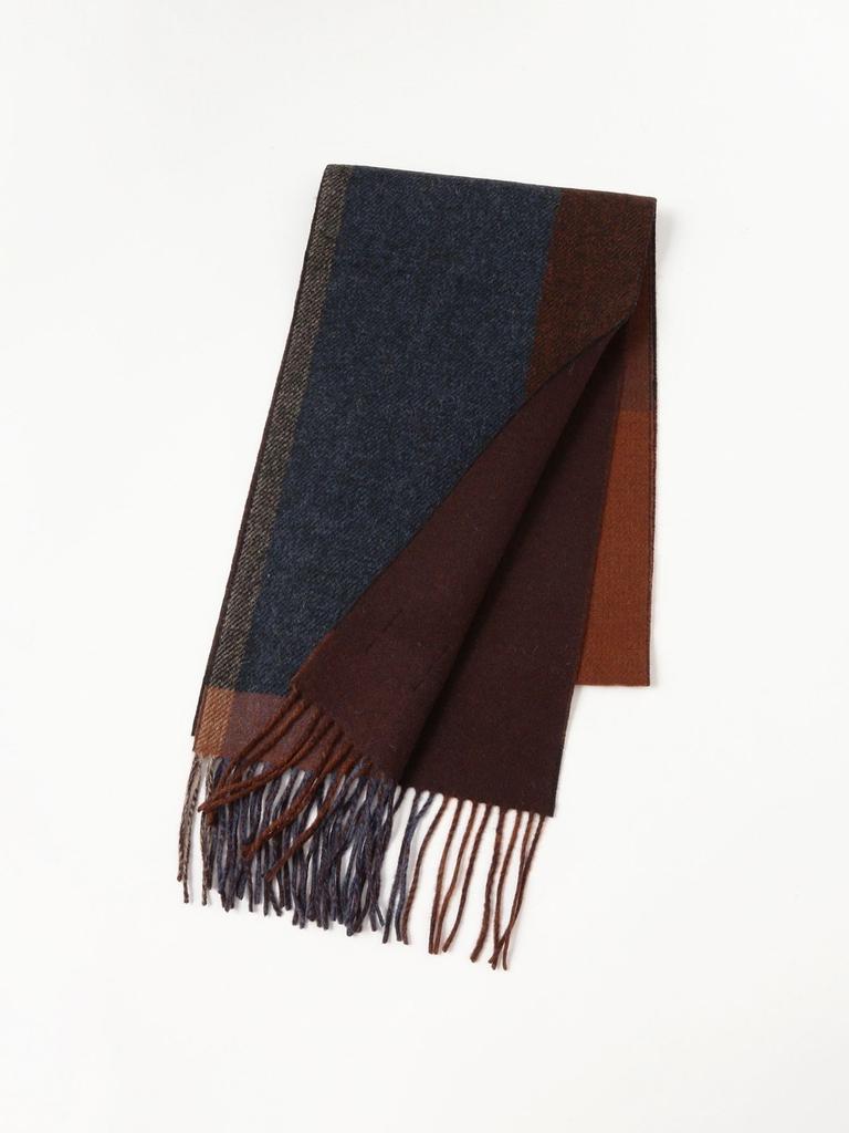 Beams Panel Check Reversible Scarf in x Free Size Men's D.BROWN BLUE,