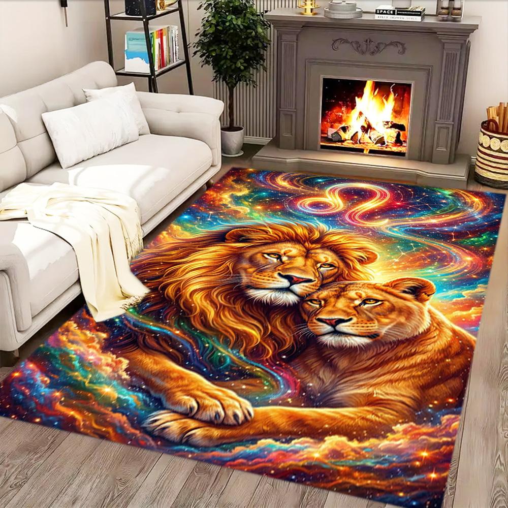 Lion Family In The Forest for Living Room Rug, BedRoom Rug, Study Room Rug, Hallway Decoration, Perfect for Home Decoration or Holiday Gifts