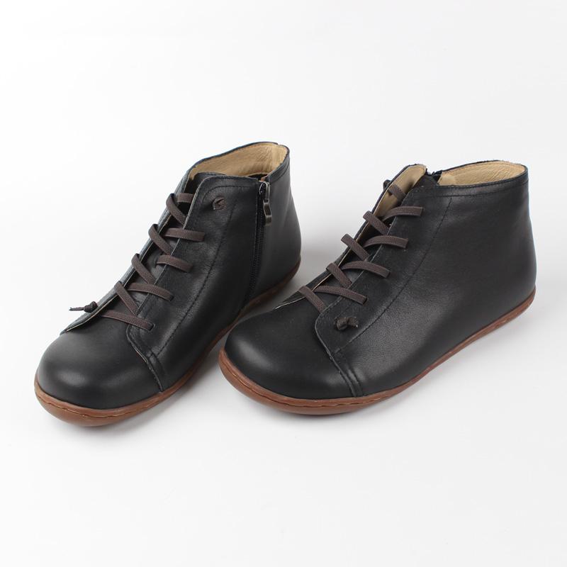 Fashion Vintage Leather Women's Ankle Boots Brown Riding Boots Casual Cowhide Leather Shoes