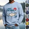 Men's Long Sleeve Loose Fit Casual Neck T-Shirt with Letter Print