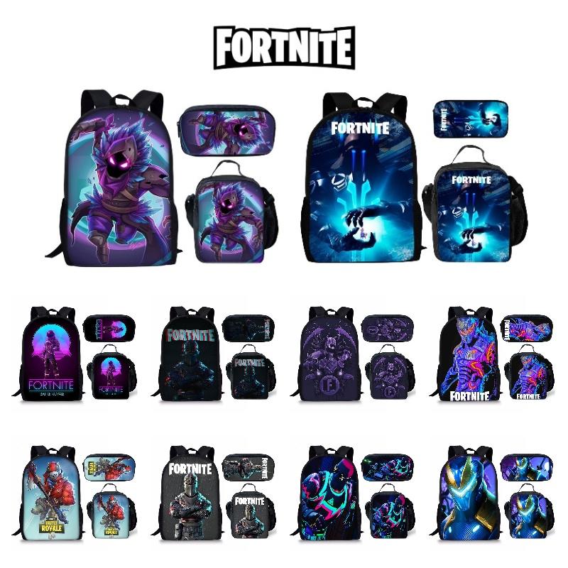 Large Capacity Fortnite Fortress Night Backpack Set Oxford Cloth 20-35l Breathable Waterproof Cartoon Pattern Street Style