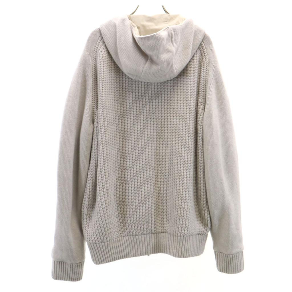 Herno wool Long sleeve reversible knit Zip hoodie 50 gray Men's Used