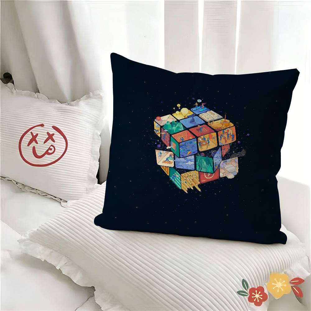Pc Creative Magic Cube Puzzle Design Pillow Case Fashion Square Pillowcase Bedroom Sofa Room Ins Decoration Leisure