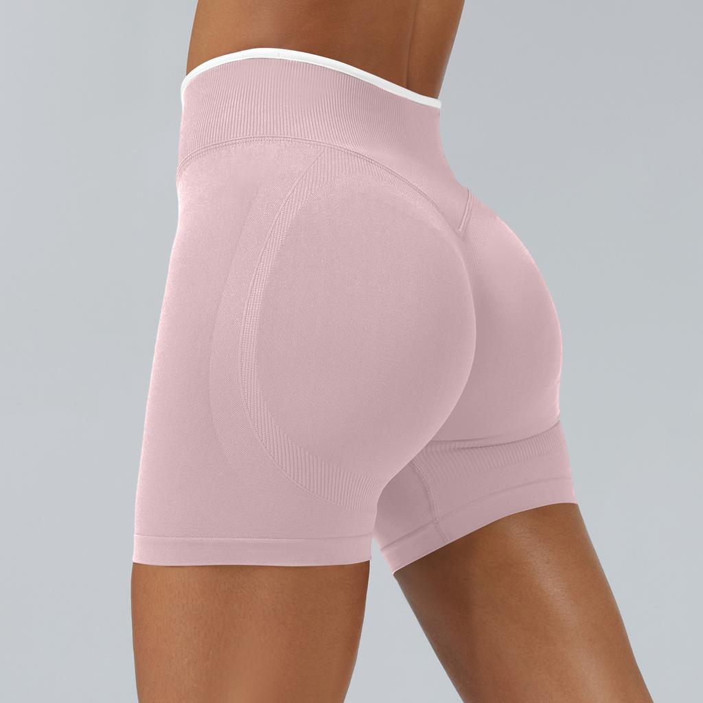 Women's Casual Hip,lifting Seamless Color Block Yoga Fitted Sports Shorts