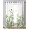 Vintage Herb Plant Flower Sheer Curtains for Living Room Decoration Window Curtains for Kitchen Tulle Voile Organza Curtains