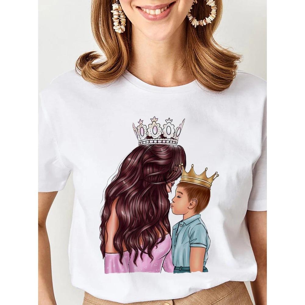 Women Cartoon Super Mom Life Momlife Mama Mother Summer Print T-shirts Top T Shirt Ladies Woman Graphic Female Black Tee T-Shirt