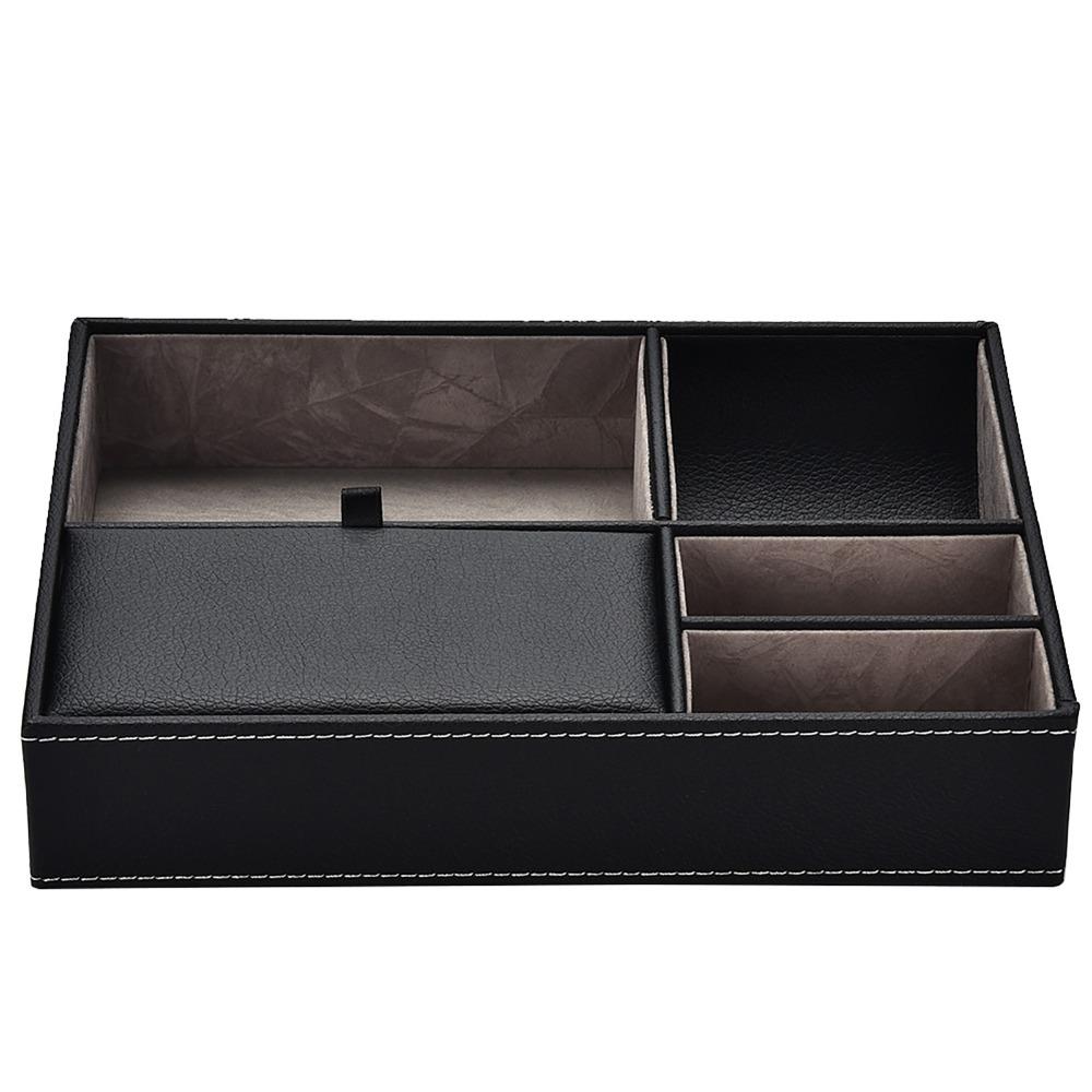 Household Storage Tray PU Leather Desktop Organizer Versatile Storage Organizer  Coffee Table