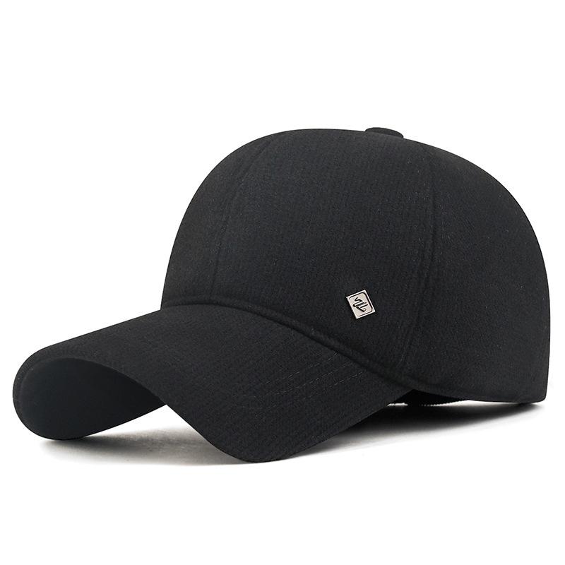 Mens Winter Warm Wool Blend Baseball Cap with Ear Flaps Dad Hat