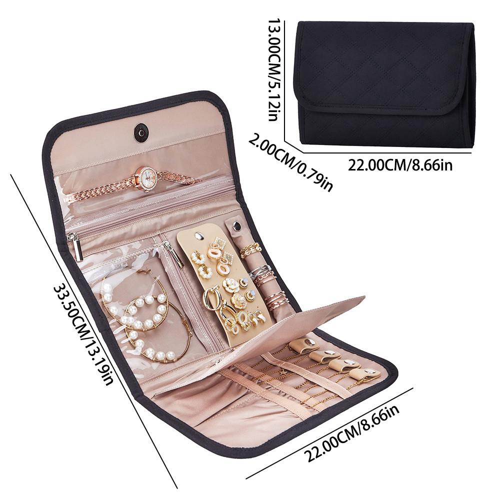 Jewelry Organizer Bag With Foldable Design For Travel And Gift Use