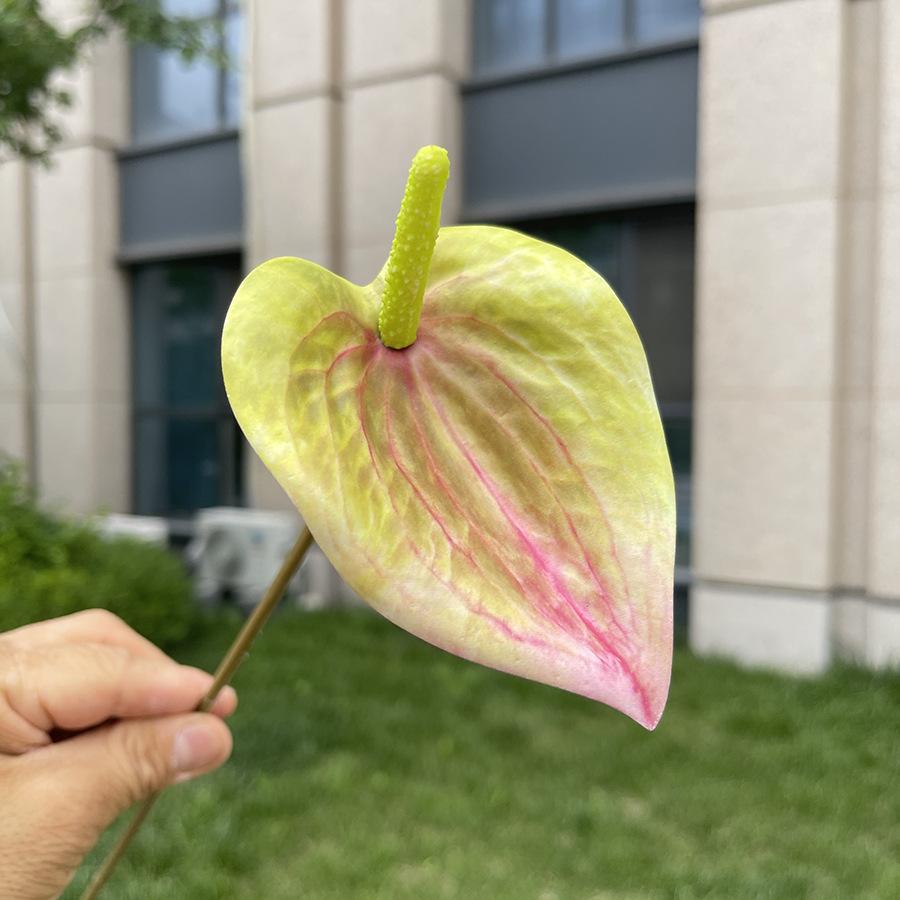 10ks Mini Anthurium Umělé Květiny Falešné Stonky Alokasie pro Svatbu Domácí Květinové Uspořádání Dekorace