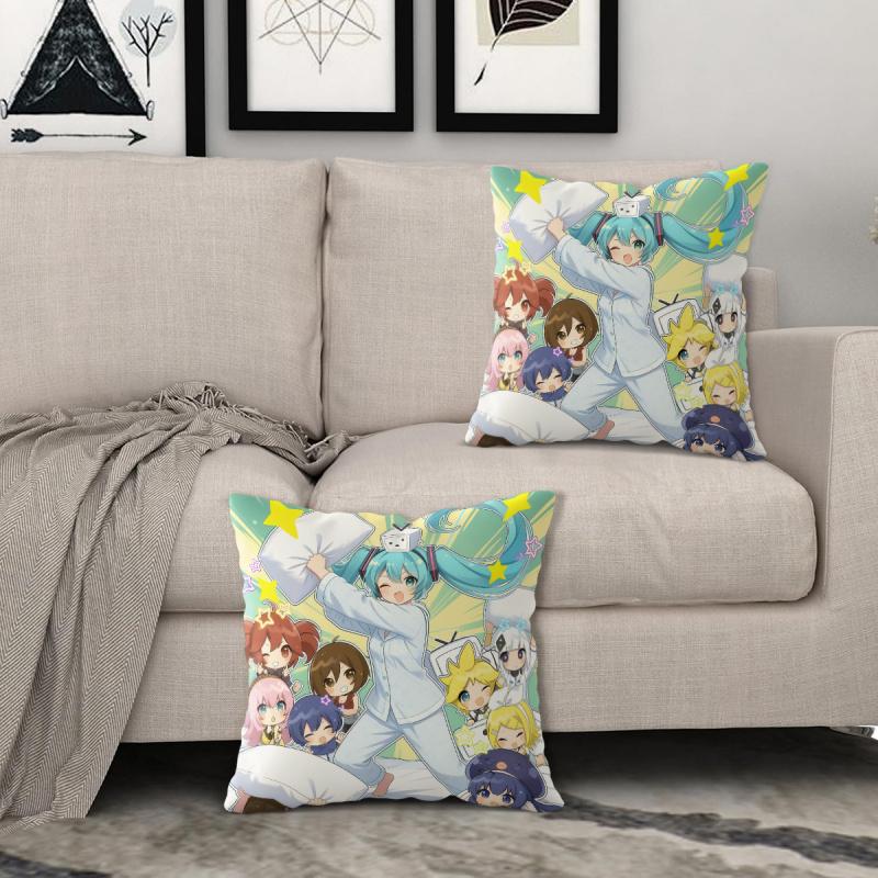 Hatsune Miku Pajama Party Throw Pillow Zipper Closure, Soft Anime Seat Cushion Nap Pillow, Bedroom Sofa Accent Pillow Fans Gift