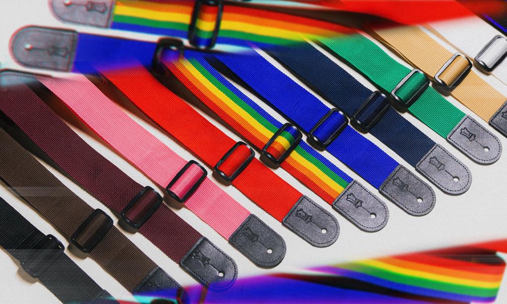 Leathers Polypropylene Guitar Strap with Genuine Leather Ends and Black Levy's 2-inch Tri-Glide Adjustment; (M8POLY-BLK)