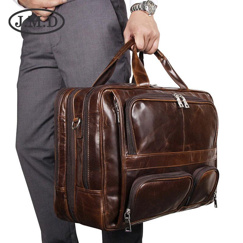 Jiameida Retro Genuine Leather Men's Business Briefcase - Large Capacity Handbag and Laptop Bag