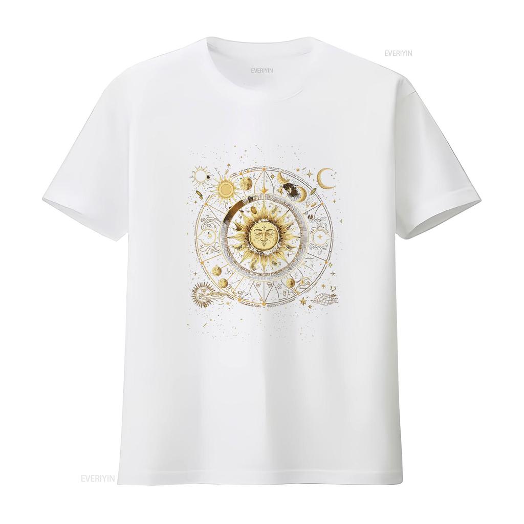 Boho Moon Phases Celestial Sun Stars T Shirt Bohemian Phase Mystical Vintage Washed Designer Clothes Unisex Versatile Stylish