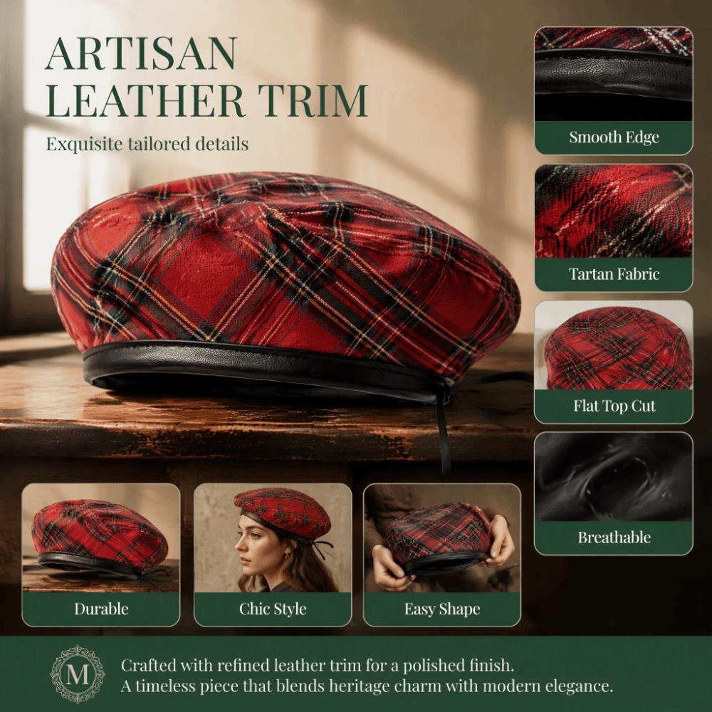 Drawstring Tartan Plaid Beret Y2K Newsboy Cap Casual Painter Hat  Autumn